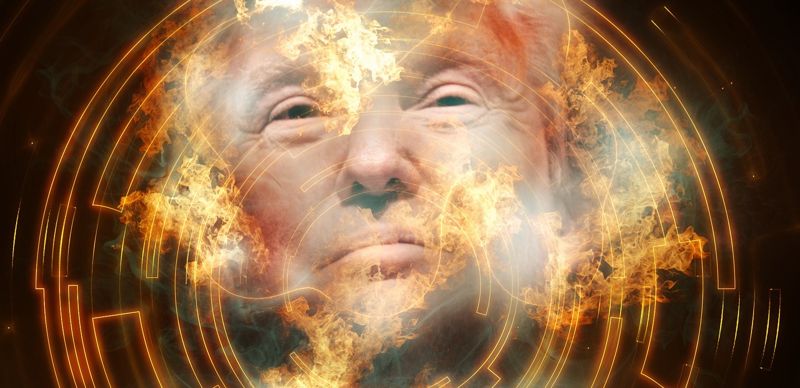 Дональд Трамп, ИИ-изображение с взрывами