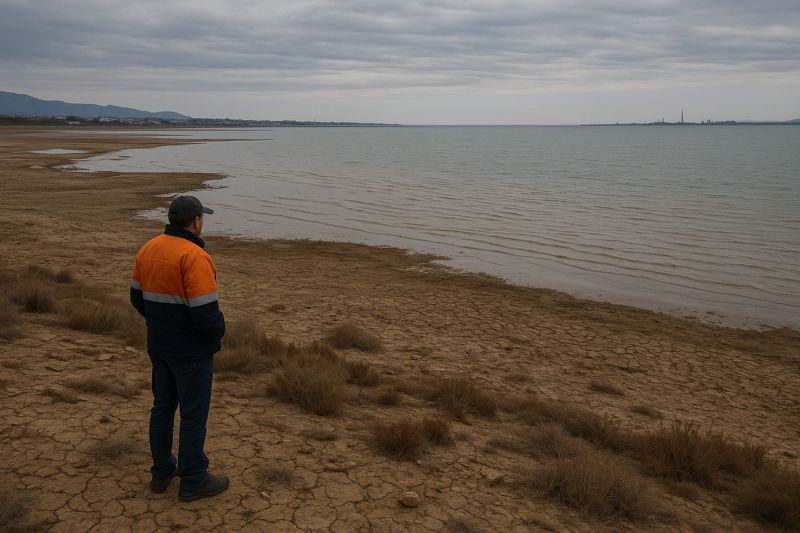 Высыхание Каспийского моря, человек на беоегу