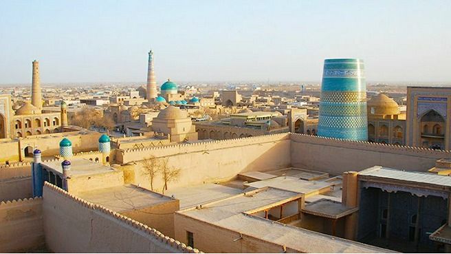 Вид на исторический центр Хивы, туризм, Узбекистан, Хива