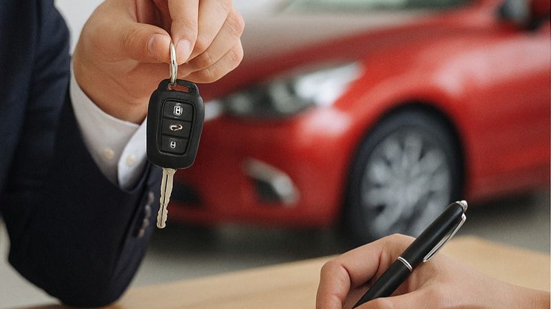 Автокредит, ключи от машины, подписание договора