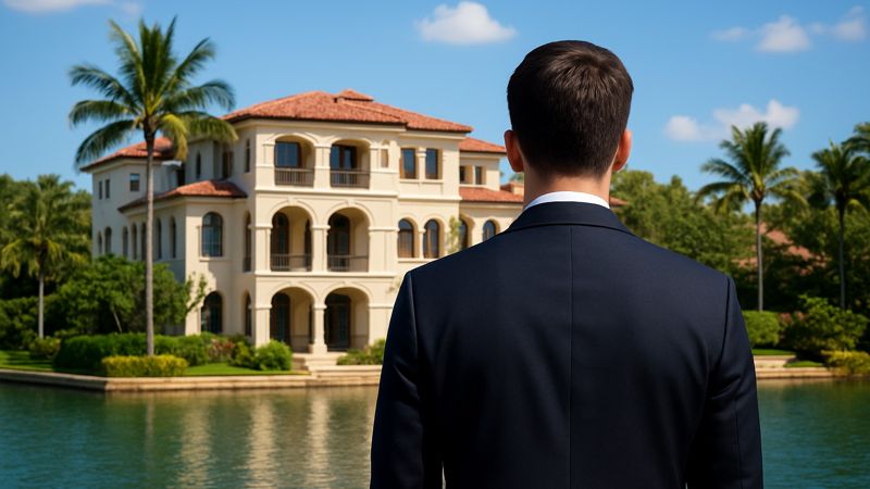 Чиновник смотрит на виллу 