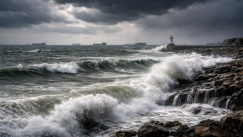 Шторм на Каспийском море