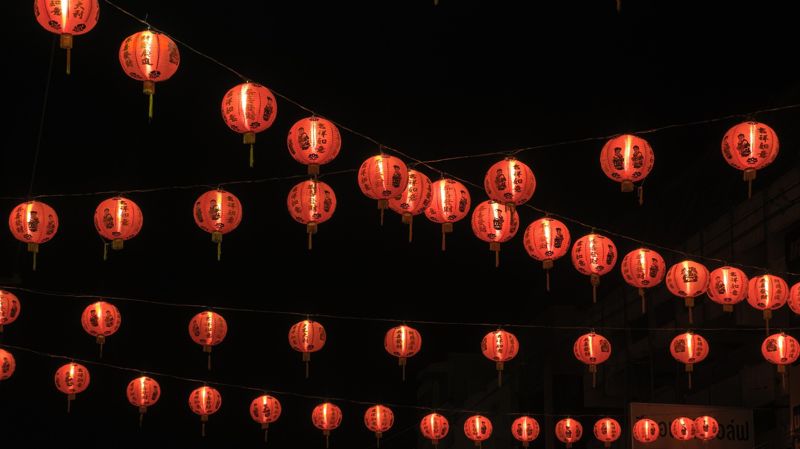 Китайский новый год, праздник в Китае, красные фонари
