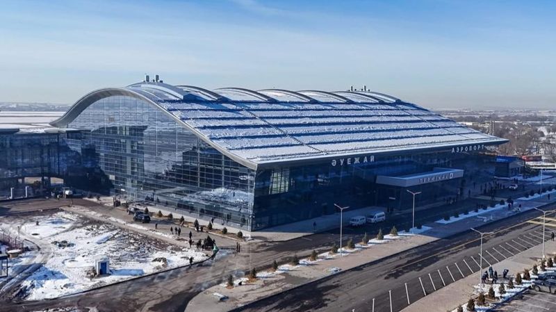 аэропорт Шымкента зимой, новый терминал