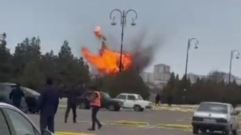 момент удара иранским БПЛА по аэропорту в Азербайджане