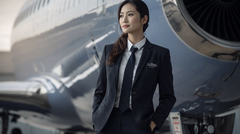 женщина пилот у самолета