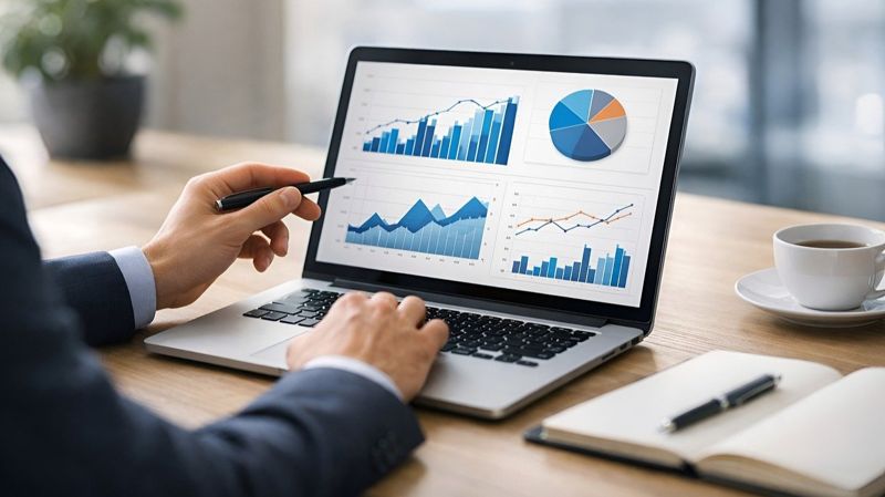 Купюры тенге на листах с диаграммами, рядом очки, аналитика о нацвалюте