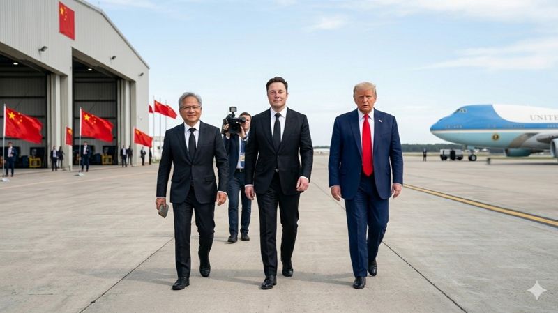 главы Nvidia Хуанга и Tesla Маск в составе делегации Трампа в Пекине