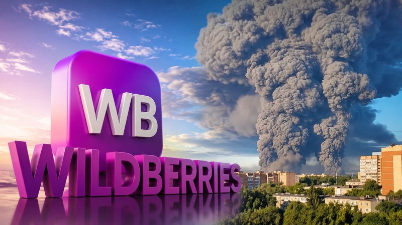 Коллаж на тему атак дронов на Wildberries 