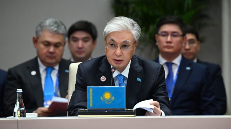 Касым-Жомарт Токаев выступает на саммите ШОС в Бишкеке