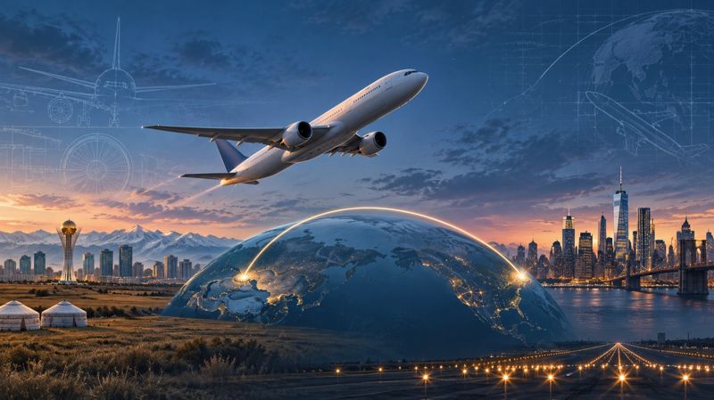 Air Astana, рейсы, самолеты, США
